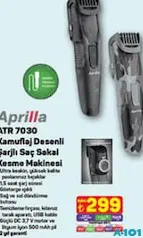 APRİLLA ATR 7030 KAMUFLAJ DESENLİ ŞARJLI SAÇ SAKAL KESME MAKİNESİ